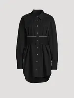 Logo-Elastic Poplin Shirt Dress