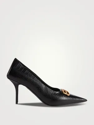 Square Knife BB Croc-Embossed Leather Pumps