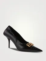 Square Knife BB Croc-Embossed Leather Pumps