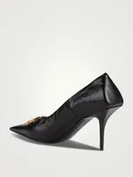 Square Knife BB Croc-Embossed Leather Pumps