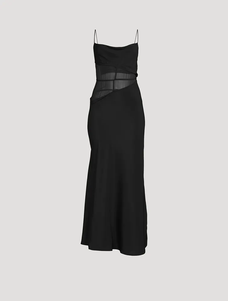 Split-Waist Tie Silk Dress