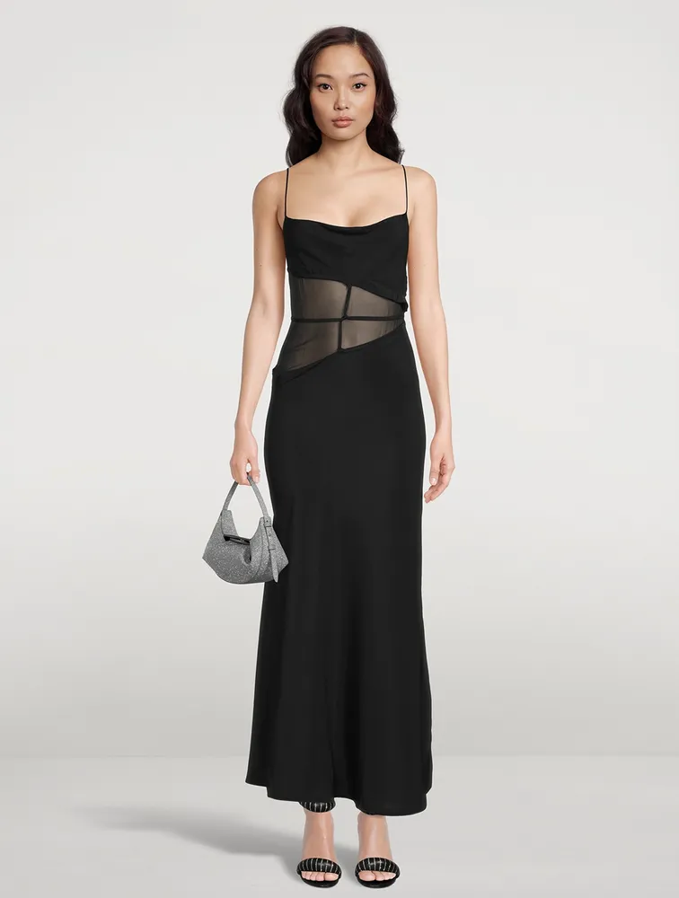Split-Waist Tie Silk Dress