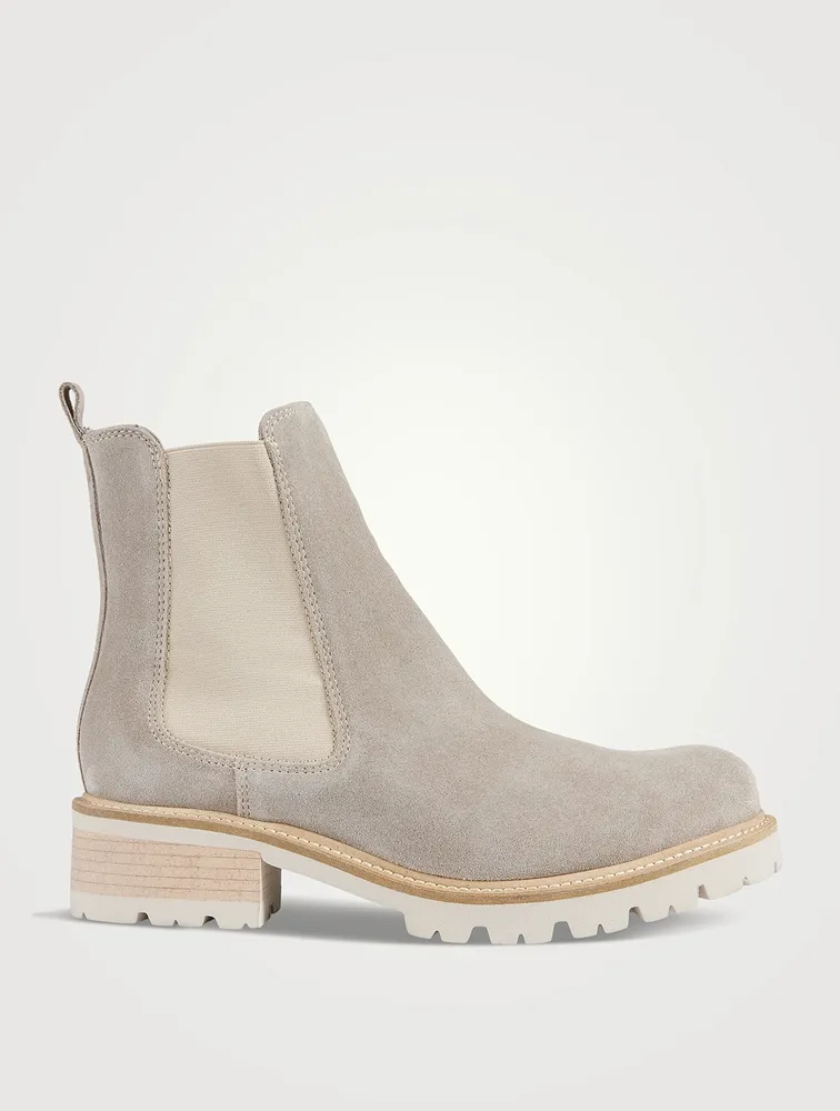 Carla Lug-Sole Suede Chelsea Boots