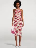 Ruched Halter Dress Floral Print