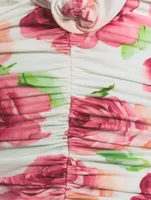 Ruched Halter Dress Floral Print