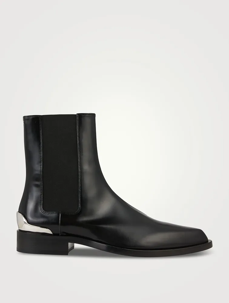 Leather Chelsea Boots With Metal Heel