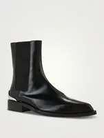 Leather Chelsea Boots With Metal Heel