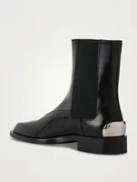 Leather Chelsea Boots With Metal Heel