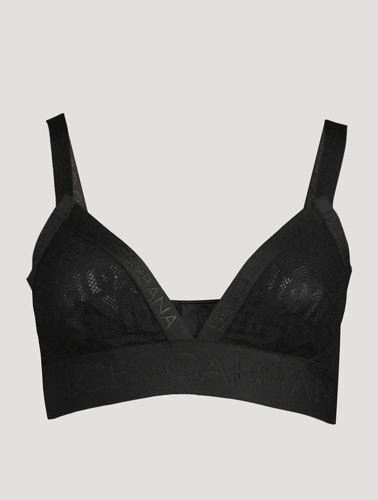 Tulle Jacquard Logo-Band Triangle Bra