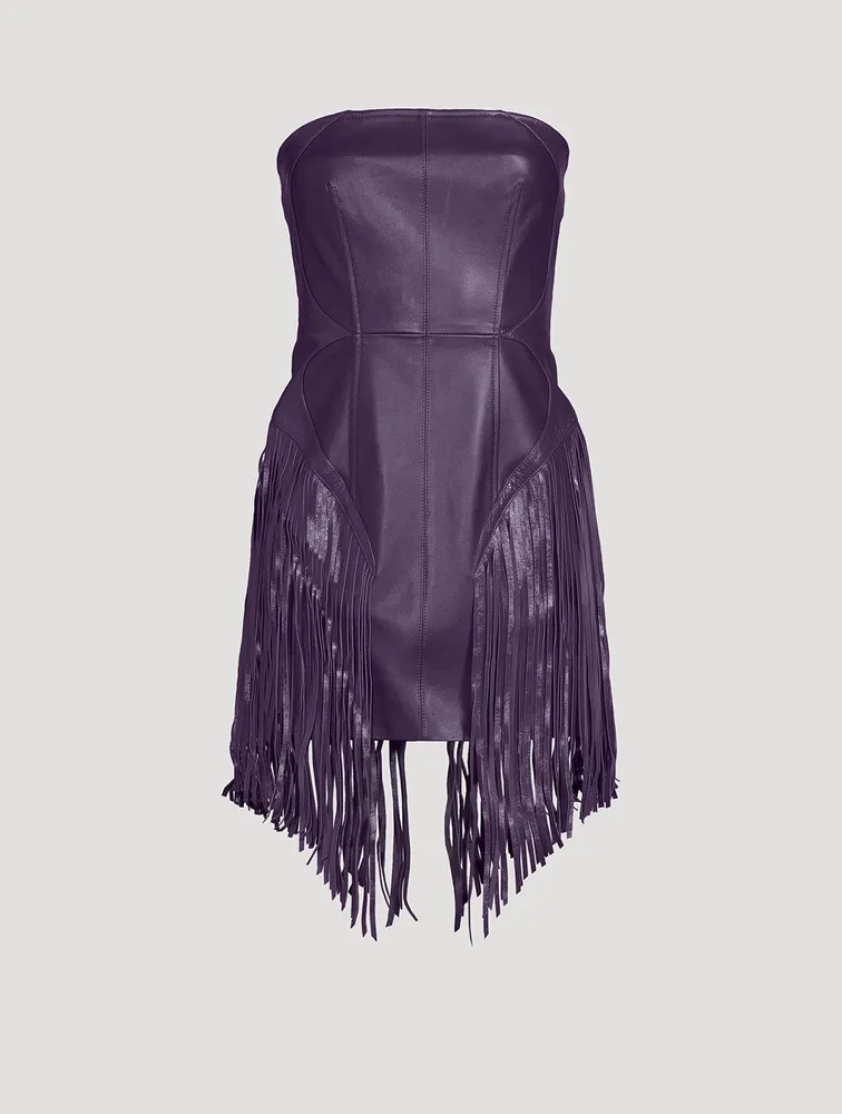 Leather Fringe Mini Dress