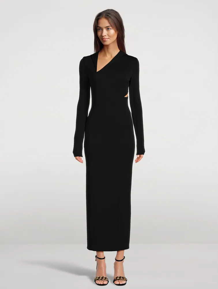 Slashed Hooded Maxi Dress