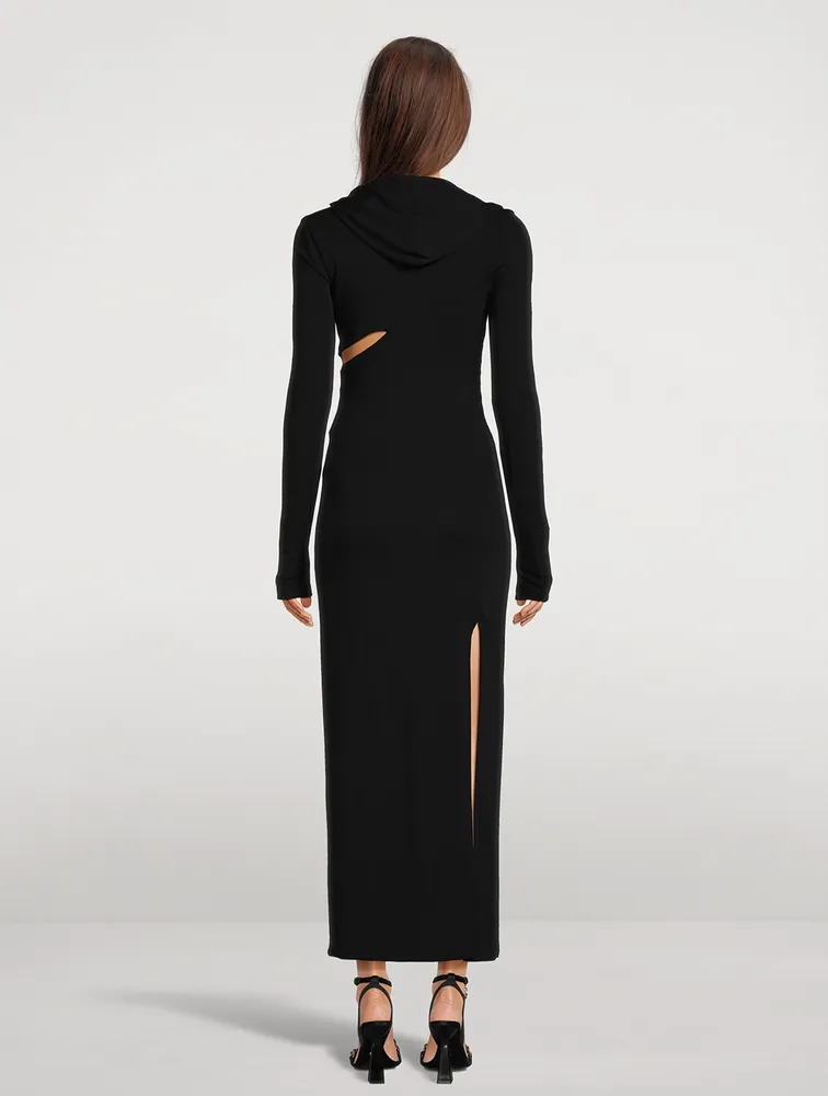 Slashed Hooded Maxi Dress