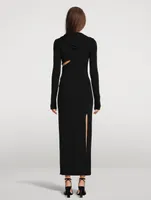 Slashed Hooded Maxi Dress