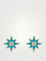 Jac+Jo 14K Gold Icon Enamel Starburst Stud Earrings