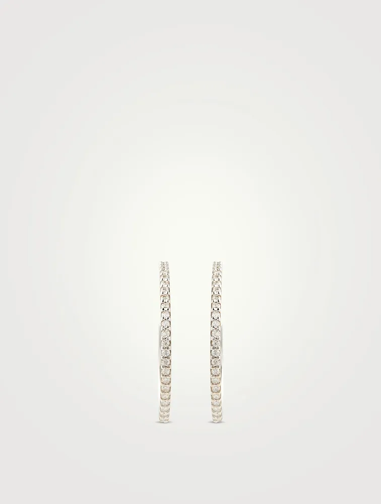 14K Gold 25mm Pavé Hoop Earrings