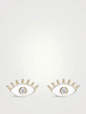 x Mel Soldera 14K Gold Enamel Evil Eye Lash Stud Earrings