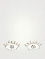 x Mel Soldera 14K Gold Enamel Evil Eye Lash Stud Earrings