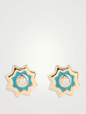 Jac+Jo 14K Gold Icon Enamel Marrakesh Stud Earrings