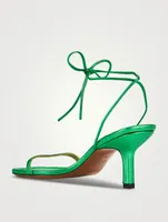 Le Ozzie Metallic Ankle-Tie Sandals