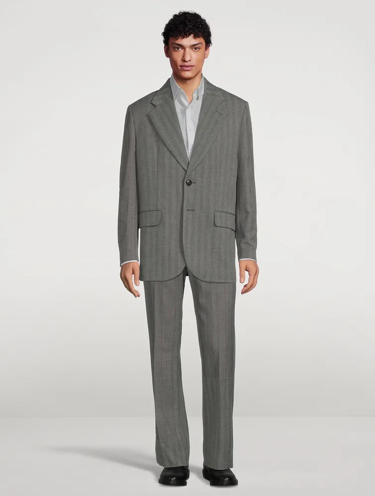 Single-Breasted Jacket Striped Print