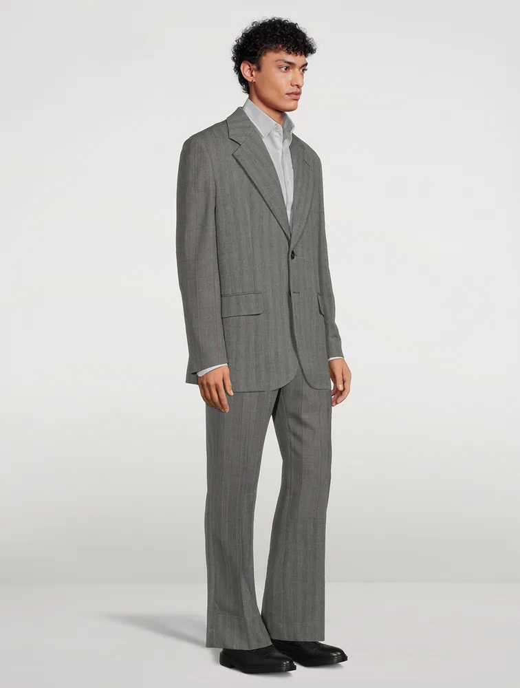 Single-Breasted Jacket Striped Print