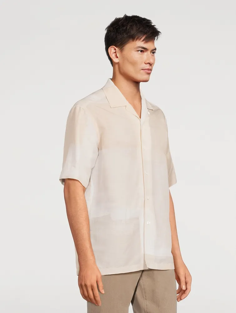 Linen And Cotton Short-Sleeve Shirt