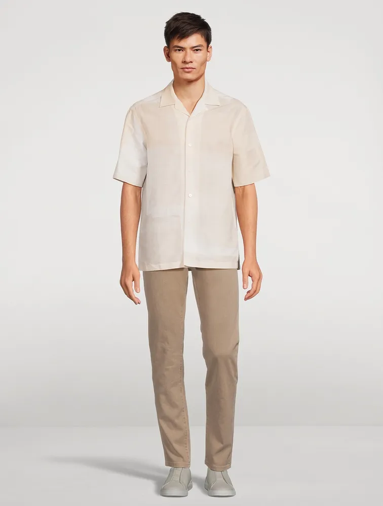 Linen And Cotton Short-Sleeve Shirt