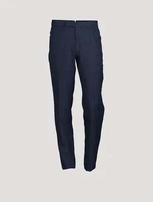 Wool Linen And Silk Slim-Fit Pants