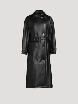 Emily Faux Leather Belted Trench Coat