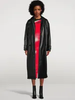 Emily Faux Leather Belted Trench Coat