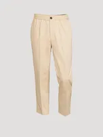 Cotton Straight-Leg Cropped Pants