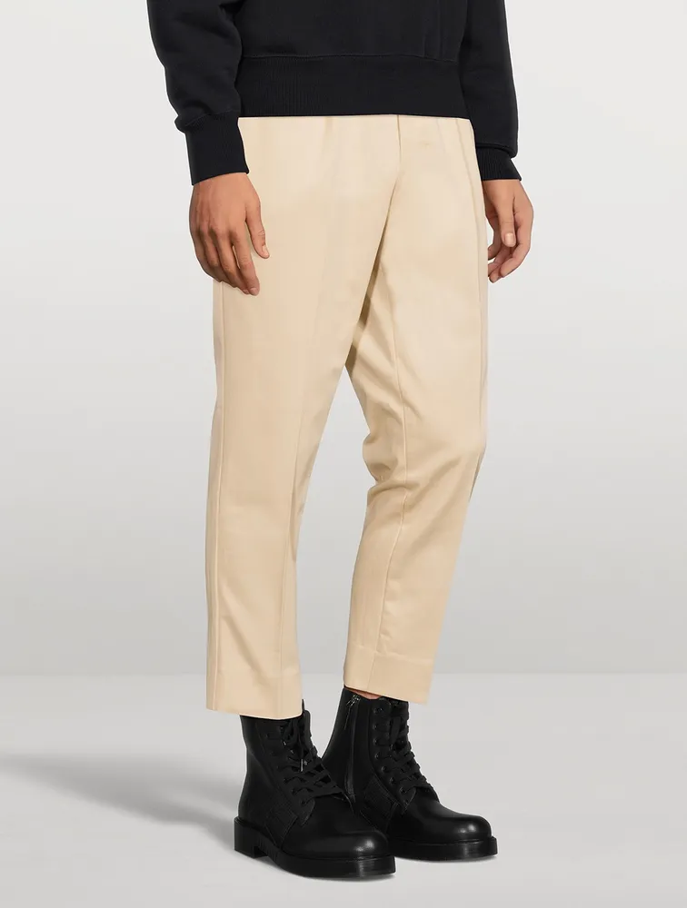 Cotton Straight-Leg Cropped Pants