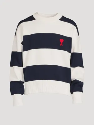 Cotton And Wool Rugby Sweater Striped Print