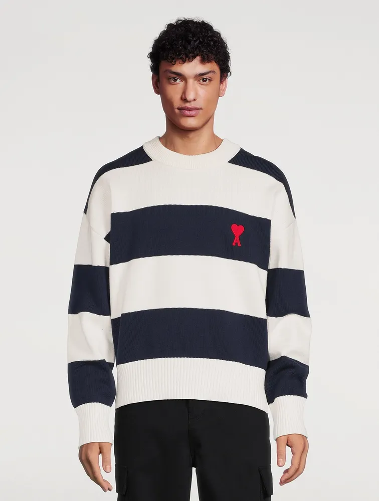 Cotton And Wool Rugby Sweater Striped Print