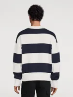 Cotton And Wool Rugby Sweater Striped Print