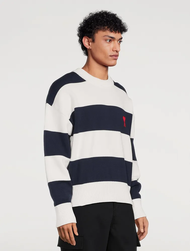 Cotton And Wool Rugby Sweater Striped Print