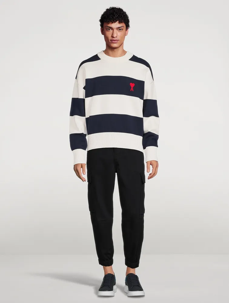 Cotton And Wool Rugby Sweater Striped Print