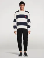 Cotton And Wool Rugby Sweater Striped Print