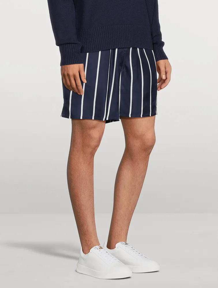 Silk Shorts Striped Print