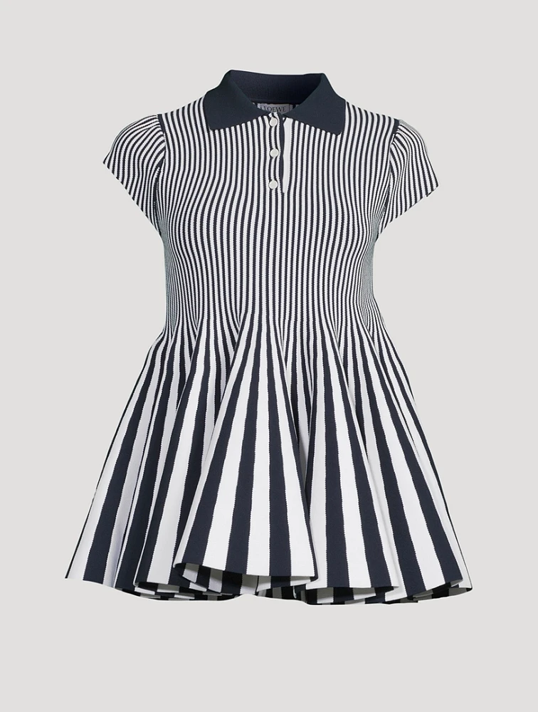 Polo Babydoll Dress In Stripe Print