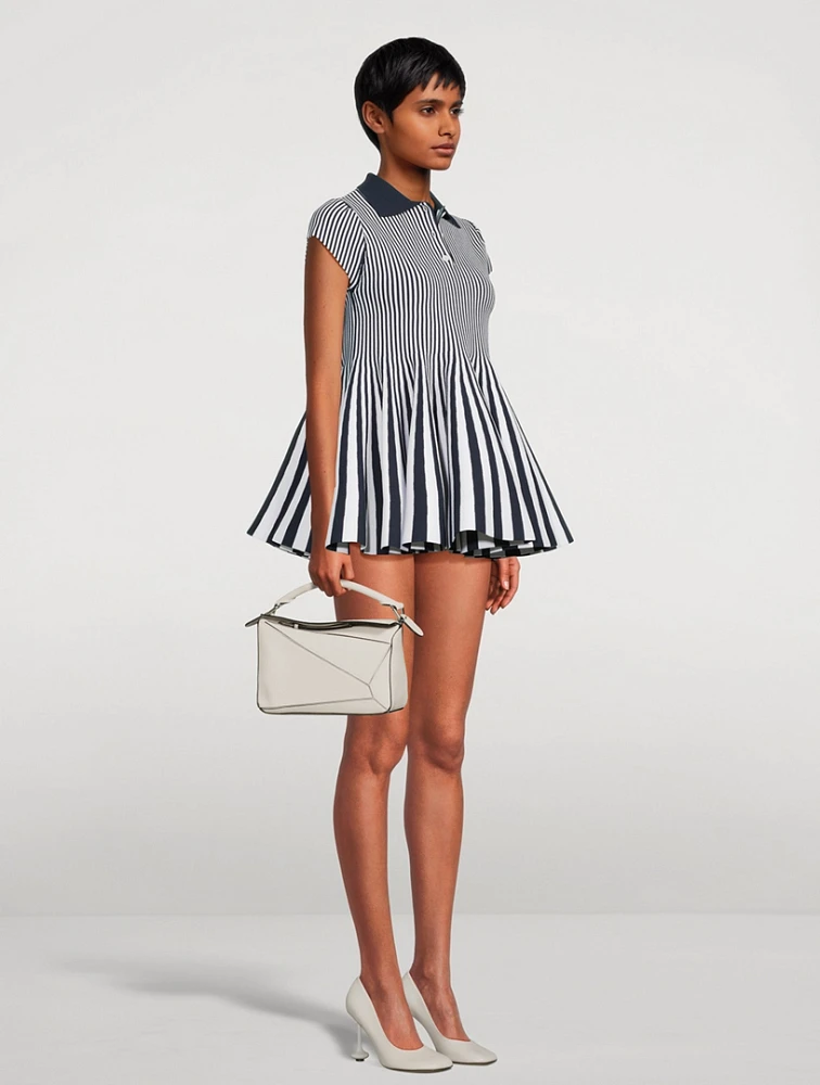 Polo Babydoll Dress In Stripe Print