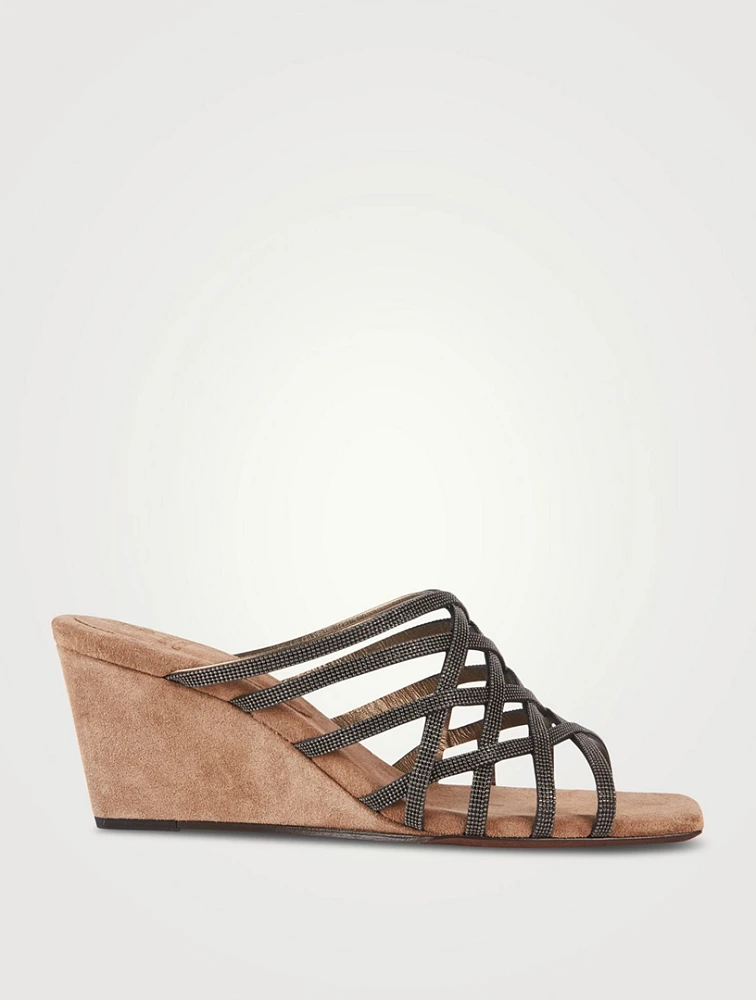 Suede Wedge Mules