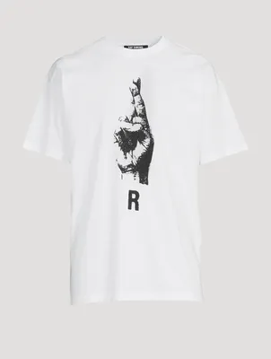 T-Shirt With Hand Sign Print