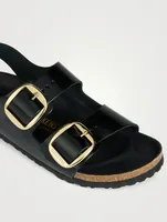Milano Big Buckle Leather Slingback Sandals