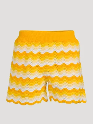 Wavy Gradient Crochet Shorts