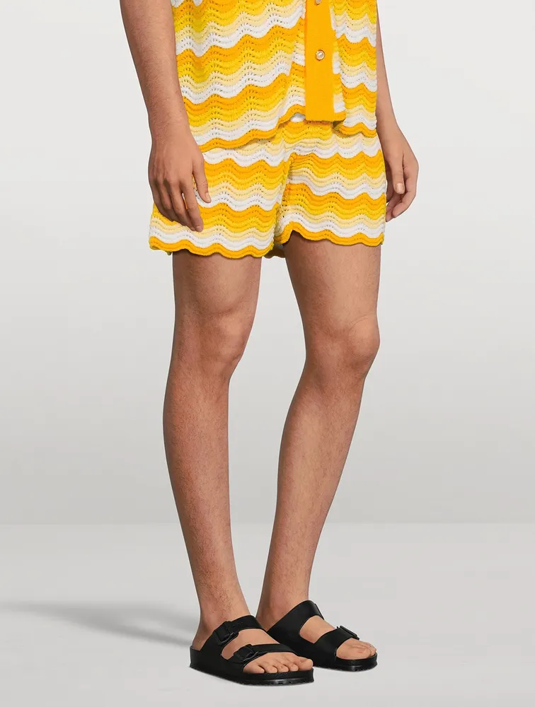 Wavy Gradient Crochet Shorts
