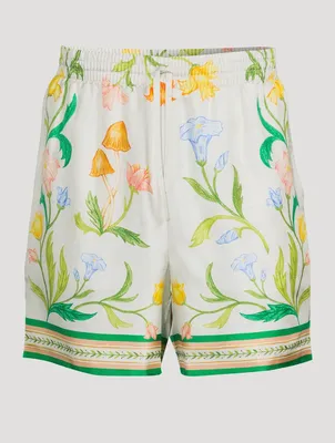 L'Arche Fleurie Silk Shorts