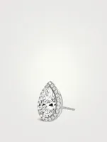 Halo 14K White Gold Pear Lab Grown Diamond Stud Earring