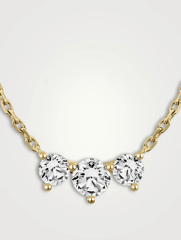 Solitaire Arc 14K Gold Three-Stone Lab Grown Diamond Necklace