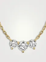 Solitaire Arc 14K Gold Three-Stone Lab Grown Diamond Necklace